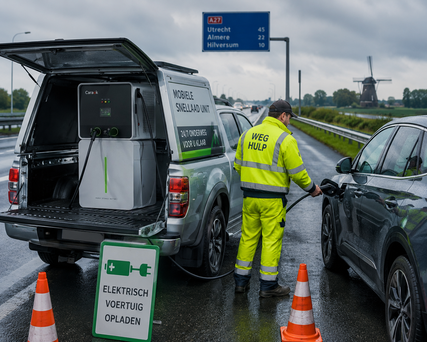 Highway Rescue BC6060 Vertical Off-Grid 60kwh Capacity 60Kw Power Dual Guns Mobile EV Charger - Image 7